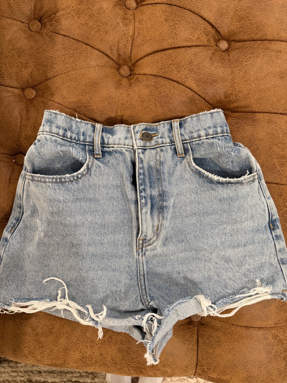 Show Me Your MuMu High Waist Distressed Denim Shorts